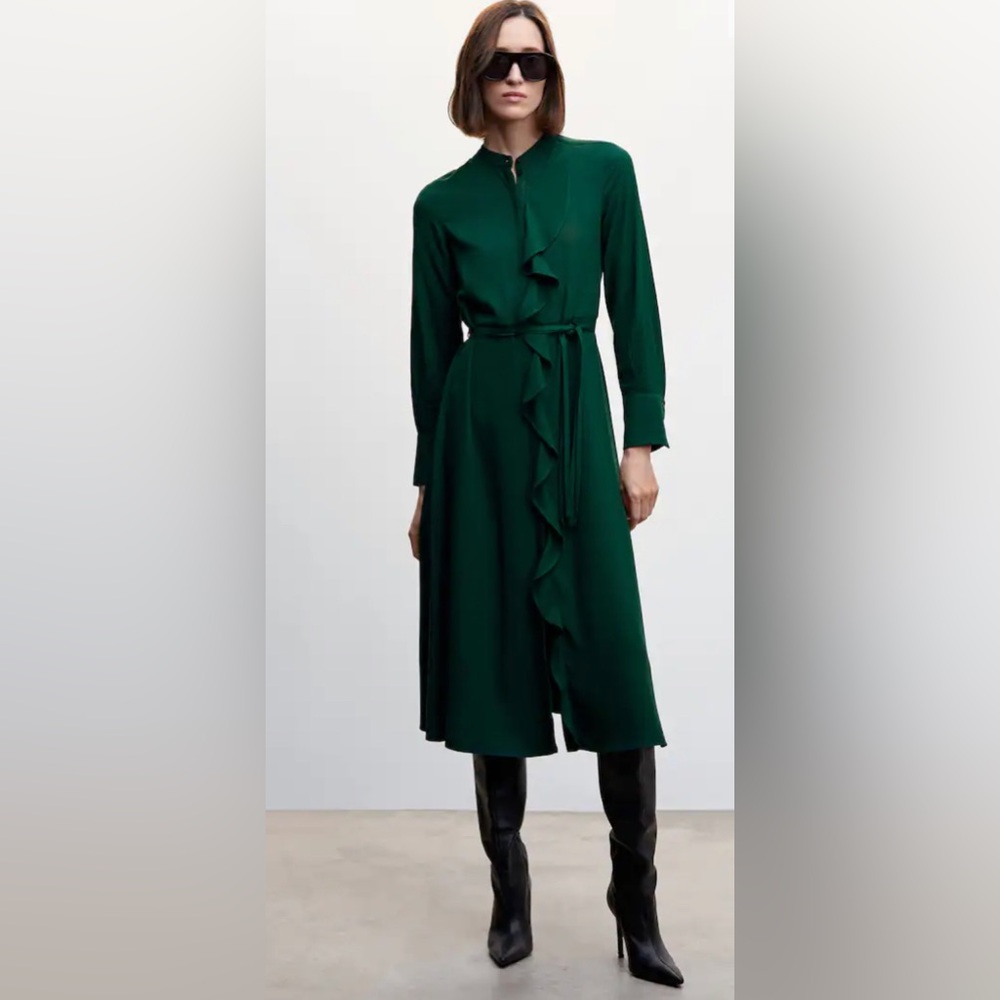 Green Ruffled MANGO dress